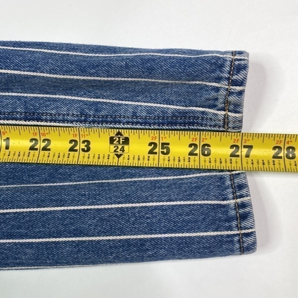 American Eagle Mom Jean Skinny Blue White Pinstripe Size 0 Regular - Picture 8 of 14
